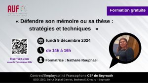 Webinaire «&nbsp;Défendre son mémoire ou sa thèse&nbsp;: stratégies et techniques&nbsp;»