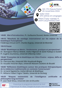 Séminaire sur les enjeux de la bioéthique francophone – 26/11/2024